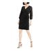 INC Womens Black Sheer Tie Solid 3/4 Sleeve V Neck Above The Knee Wrap Dress Evening Dress Size XL