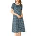 Allegra K Women's Pleated Waist Ruched Sleeve Floral Prints Flare Dress