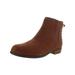 Womens Logan Leather Round Toe Ankle Fashion Boots