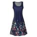 Sexy Dance Ladies Sleeveless Floral Print Tunic Tops Casual Swing Tee Shirt Dress Womens Party Club Midi Dresses Sleeveless Crew Neck Loose Sundress Plus Size