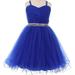 Big Girls Elegant Twist Wired Tulle Rhinestones Beaded Waist Scarf Gown Flower Girl Dress Flower Girl Dress Royal 16 (C50CC19)