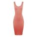 A2Y Women's Ribbed Knit Sleeveless Scoop Neck Midi Bodycon Dress Mauve M