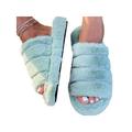 Womens Tie Dye Faux Furry Fluffy Flat Slipper Slip On Flip Flop Casual Warm Shoes