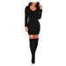 Women Long Sleeve Bodycon Cross Bandage Casual Party Evening Cocktail Mini Dress