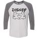 Womens Disney Raglan â€œ Disney Love â€� Disney World 3/4 Sleeve Baseball Tee Gift Large, White/Gray