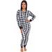 Buffalo Plaid Womens One Piece Pajamas - Adult Unisex Union Suit with Drop Seat Butt Flap by Silver Lilly (Black/White, Medium)