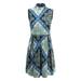 MBJ WDR1218 Womens Print Mock Neck Sleeveless Pullover Tunic Dress XL BLUE