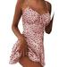 Women Sexy Floral Dresses Spaghetti Straps Ruffle Mini Dress Y2K Bodycon Dresses Summer Streetwear Beach Dress