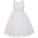 Little Girls Shiny Glitter Sparkle Waist Belt Flowers Girls Dresses White Size 6