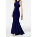 Betsy & Adam NEW Navy Blue Womens Size 12 Back-Zip Cutout Mermaid Gown