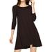 MBJ WDR930 Womens Round Neck 3/4 Sleeves Trapeze Dress XXL BROWN