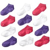 Jefferies Socks Girls Socks, 12 Pair Low Cut Cotton Ankle Everyday Sport Socks Bulk Value Pack (Little Girls & Big Girls)