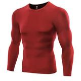 Quick Dry Long Sleeve Moisture Wicking Athletic Shirts, Men's Dry Fit Athletic Shirts, Men's T-Shirt Cool Dry Compression Top, Men's Athletic Compression Sport Running T Shirt, S-3XL, Red