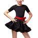 Aktudy Children Girl Performance Costume Short-Sleeves Latin Dress (Black 10-11T)