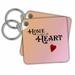 3dRose Vintage Home is Where the Heart Is - Key Chains, 2.25 by 2.25-inch, set of 2