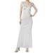 Calvin Klein NEW Silver Womens Size 16 Shimmer -Neck Cold-Shoulder Gown