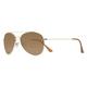 Piranha "Agenda" Shiny Light Gold Metal Frame Sunglasses with Dark Crystal Brown Tips and Brown Polarized Lens