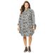 Roaman's Women's Plus Size Tie-Sleeve Kate Shirtdress Dress