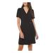 MICHAEL KORS Womens Black Solid Short Sleeve V Neck Short Shift Dress Size XL