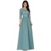 Ever-Pretty Juniors Bridesmaid Dress A-line Lace Round Neck Party Gown 74125 Dusty Blue US8