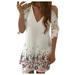 Mnycxen Women's Sexy Summer Dress Womenâ€˜s Causal Floral Print Dress Off Shoulder V Neck Lace Half Sleeve Dress