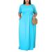 Avamo Women Loose Plain Short Sleeve Casual Plus Size Long Maxi Dress with Pockets Flowy Swing Dresses