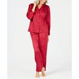 Miss Elaine Womens Brushed-Back Satin Pajama Set