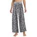 Sexy Dance Comfy Palazzo Leopard Print Tartan Plaid Wide Leg Pants for Women with Drawstring Elastic High Waist Casual Loose Baggy Floral Lounge Pants Relaxed Soft Plus Size