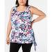 Ideology Womens Plus Size Floral Print Side Tie Tank Top