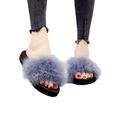 Wazshop WOMENS FAUX FLUFFY FUR SLIDERS WARM FASHION SUMMER BEACH SANDALS SLIPPERS SHOES