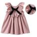 Summer Baby Girls Casual Flare Sleeve Bow Dress Children Cute Solid Sleeveless Sundress Outfits