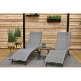 Orren Ellis Bontang Sun Lounger Set w/ Loungers & Table Metal in Gray | 33 H x 20 W x 69 D in | Outdoor Furniture | Wayfair ORNL3028 45554076