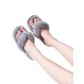 Daeful Ladies Womens Flip Flop Slippers Plush Indoor Faux Fur Thong Home Spa Toe Shoes