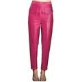 Pants for Women Cigarette Trousers High Waist Silk Pants Soft Breathable Slim Skinny Pants (Hot Pink, 2XL)