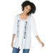 Woman Within Women's Plus Size Embroidered Button-Front Tunic