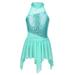 iEFiEL Kids Girls Sleeveless Sequins Leotard Dress for Lyrical Modern Contemporary Ballroom Dance