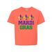 Inktastic Mardi Gras Fleur de Lis trio Child Short Sleeve T-Shirt Unisex Retro Heather Coral XS