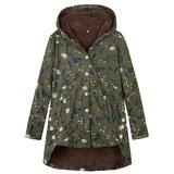 Women Irregular Hem Plush Jacket Ladies Thicken Composite Mid-length Cotton Coat