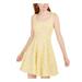 SPEECHLESS Womens Yellow Lace Zippered Sleeveless Square Neck Short Fit + Flare Party Dress Size 5