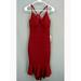 EMERALD SUNDAE Womens Burgundy Spaghetti Strap Sweetheart Neckline Below The Knee Sheath Cocktail Dress Size M