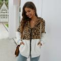 Meterk Women Warm Fleeces Hooded Coat Jacket Leopard Zipper Front Pockets Winter Furry Hoodies Casual Overcoat Outwear