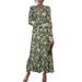 Avamo Flare Sleeve Flowy Party Maxi Dress Tunic Shirt Dress For Lady Polka Dot Ruffle Hem Sundress Womens Elegant Floral Pleated Empire Waist Dress Tunic Dress