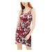 BCX Womens Purple Floral Sleeveless V Neck Short Sheath Cocktail Dress Size 3