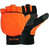 Hot Shot Mens Bulls-Eye Fleece Fingerless Gloves - Blaze Orange - Medium