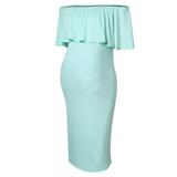 Women's Off Shoulder Maternity Dress Ruffled Midi Dress