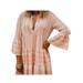 UKAP Women's Striped Printed Chiffon Mini Dress Long Sleeve Ruffle Trim Layered Floral T Shirt Dress