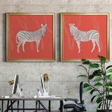 Dakota Fields Plains Zebra I - 2 Piece Picture Frame Painting Print Set on Canvas, in Gray/Green/Orange | 34.5 H x 69 W x 1.5 D in | Wayfair