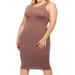 MOA COLLECTION Women's Plus Size Solid Comfy Stretchy Round Neck Slim Fit Bodycon Sleeveless Midi Dress