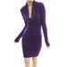 Women's Long Sleeve Shawl Collar Slim Pencil Dress (Purple,L)