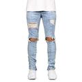 Mens Stretchy Ripped Skinny Biker Jeans Destroyed Taped Slim Fit Denim Pants Denim Hip Hop Pants Trousers Mens Denim Moto Biker Jeans Size S-3XL